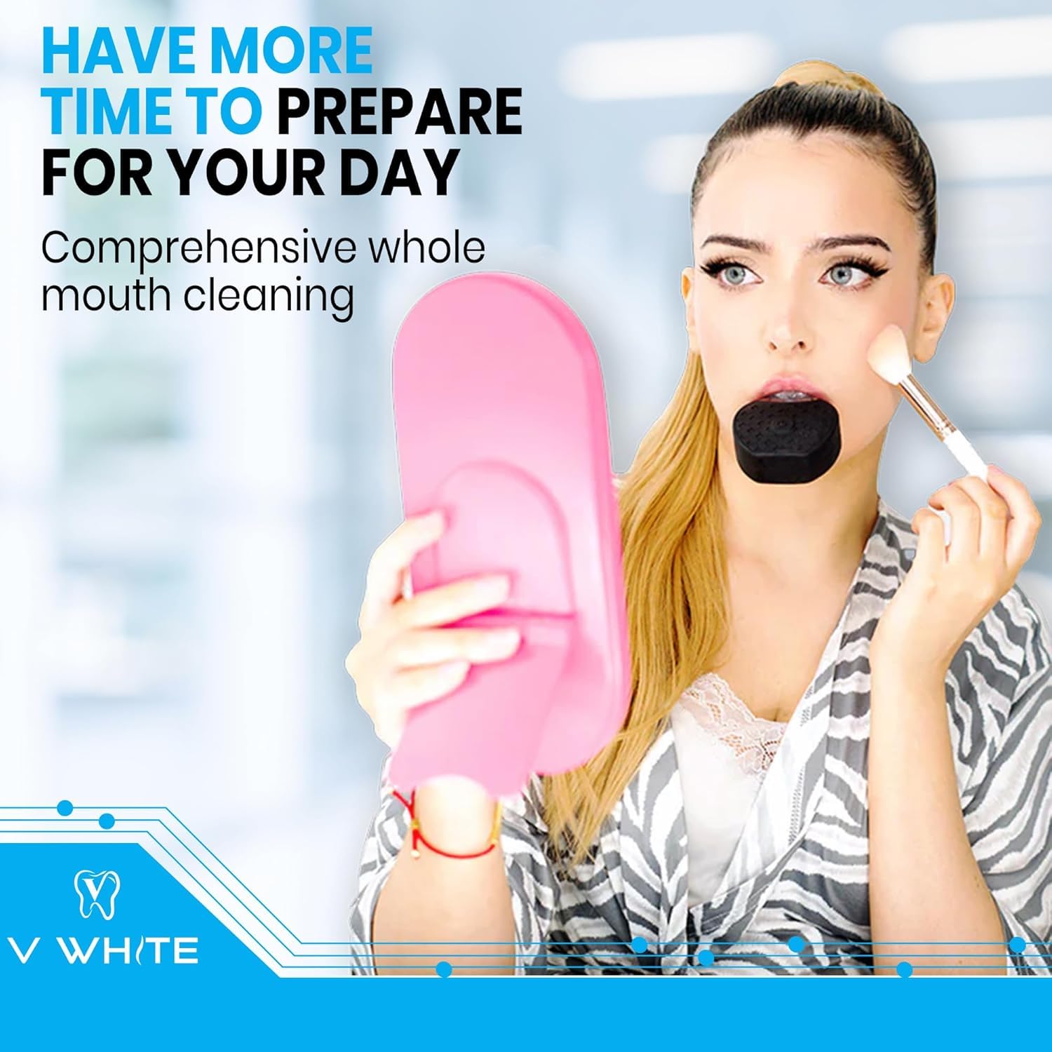 V-White U-Shaped Replacement Head for Ultrasonic Toothbrush, 75% Faster, Effective Whole Mouth Deep Clean & Massage, Compatible with All Kind of U Shaped ultrasonic Tooth Brushes - Adult (1-Pack)