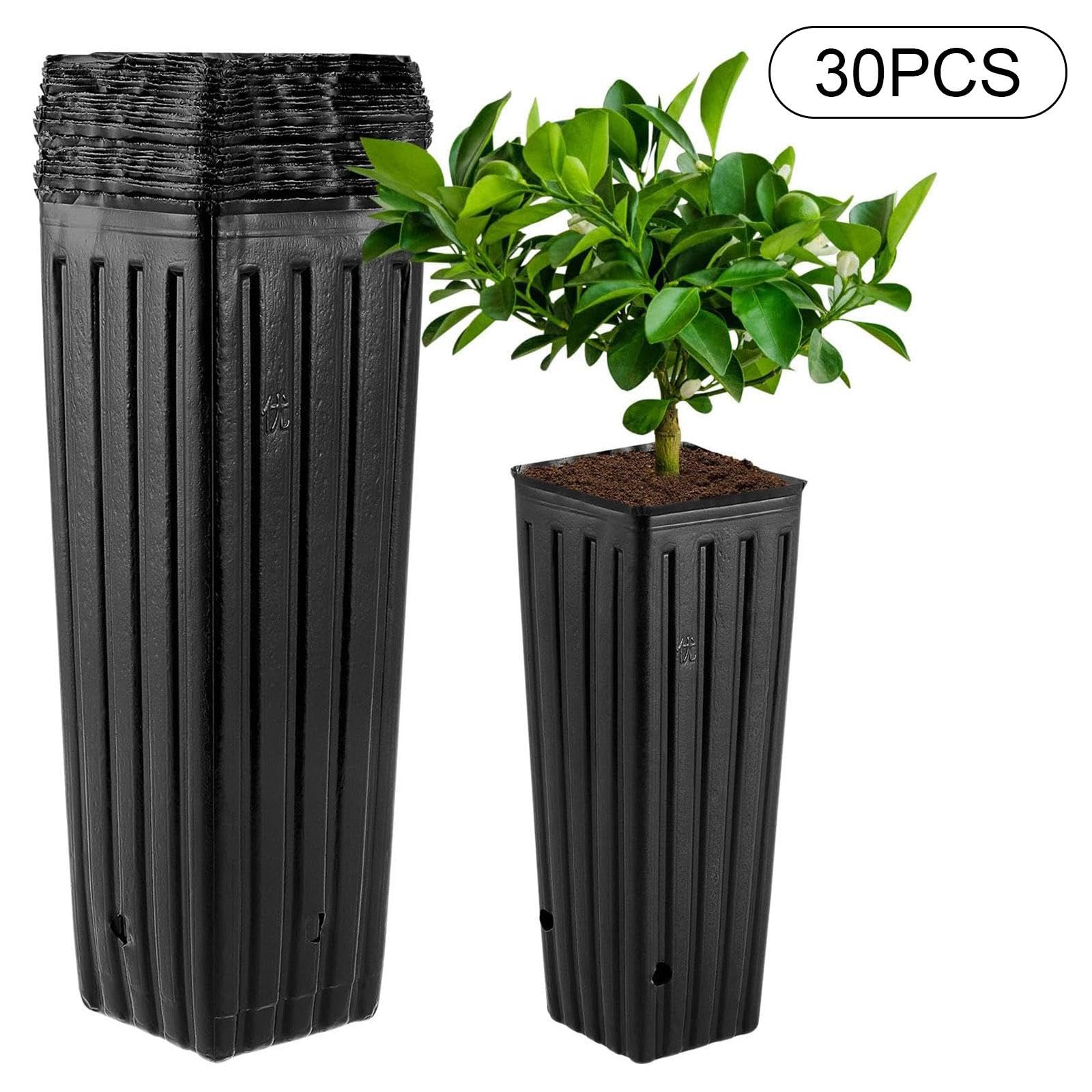 30 Pots pour Semis, Jardinières, Conteneurs avec Trous de Drainage, en Polypropylène, Favorisent La Croissance des Racines, pour Terrasse, XL