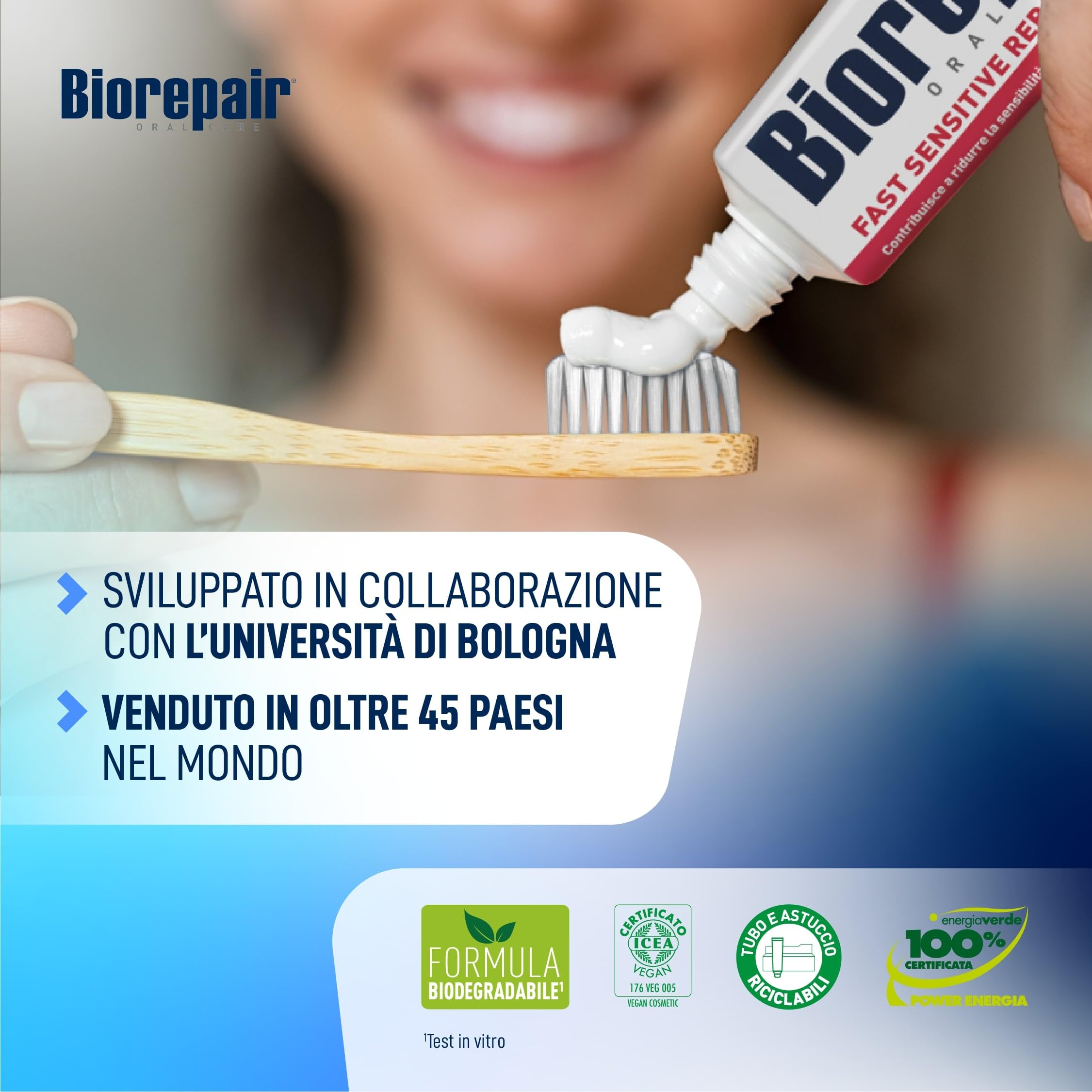 Biorepair, Dentifricio Fast Sensitive Repair, Protezione Denti Sensibili, Dona Sollievo dal Dolore in 30 Secondi, Senza Fluoro e Parabeni, 12x75ml