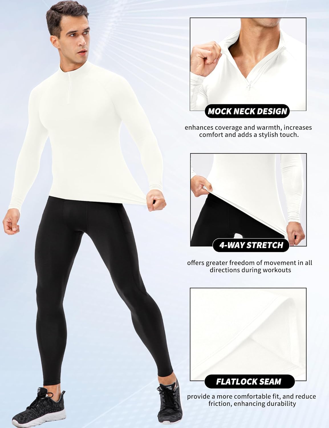 SPVISE Men's Thermal Compression Shirts Long Sleeve Fleece Lined Underwear Tops Cold Weather Running Gear Base Layer Winter - Image 9