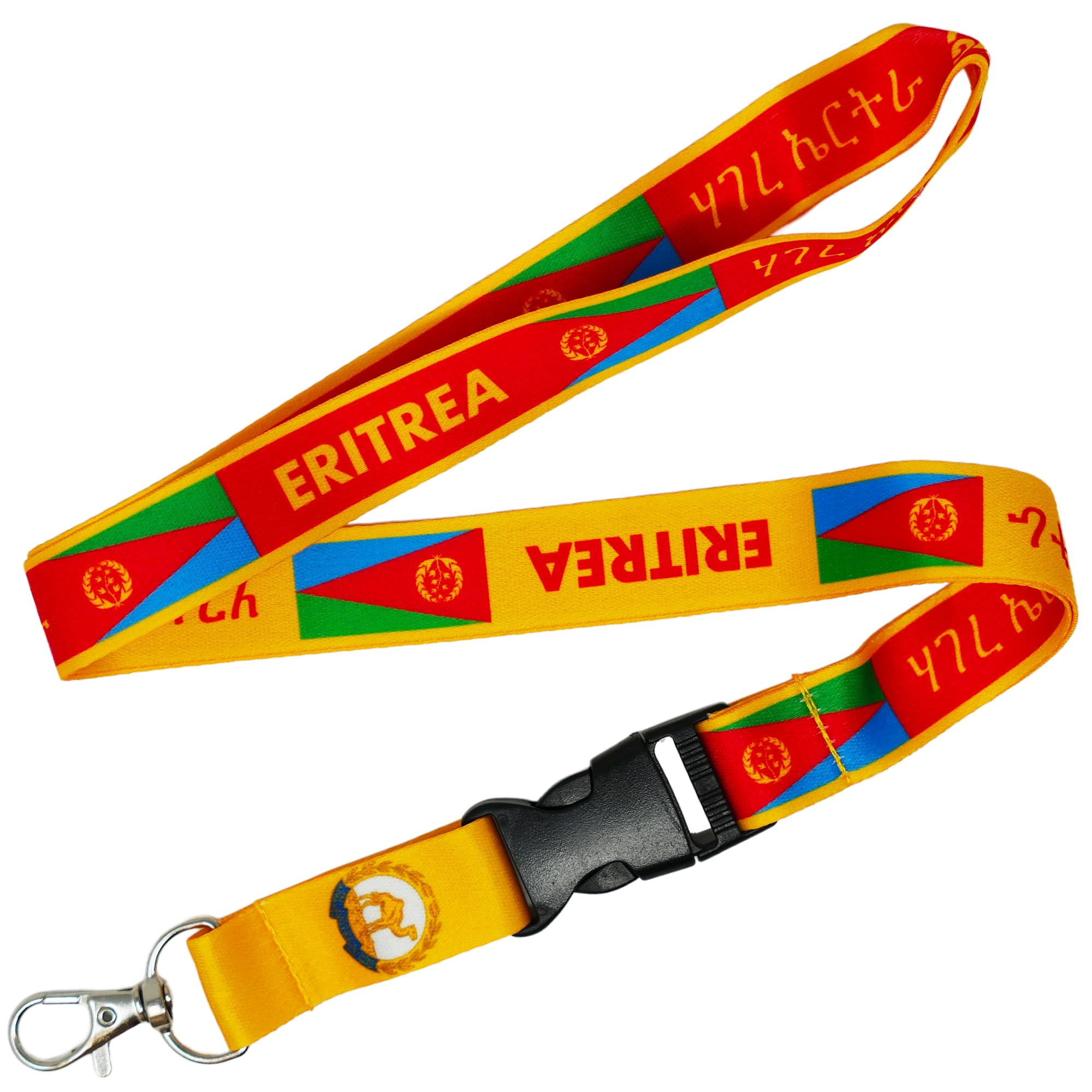 Tigoli Eritrea Flag Lanyard Keychain Neck Strap with Detachable Buckle and Metal Clip Eritrea National Flag Design ID Badge Holder Keys Pass Card Holder Travel Souvenir Gift 57cm x 2cm