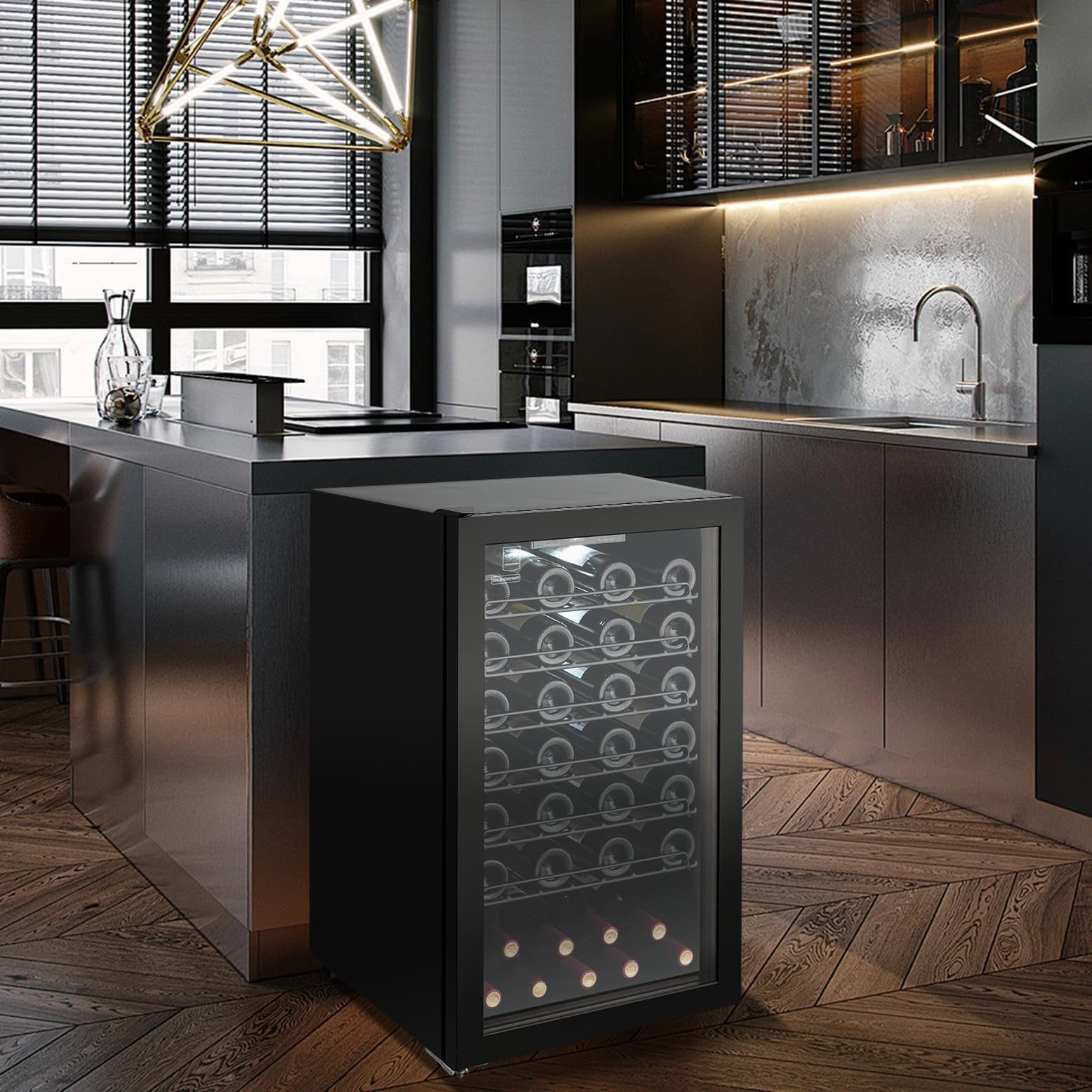 METRO Professional Cantinetta Refrigerata per Vino GWC2052, Acciaio Inox/vetro, 49 x 57.5 x 85.5 cm, 52 bottiglie, 126 L, Termostato Digitale