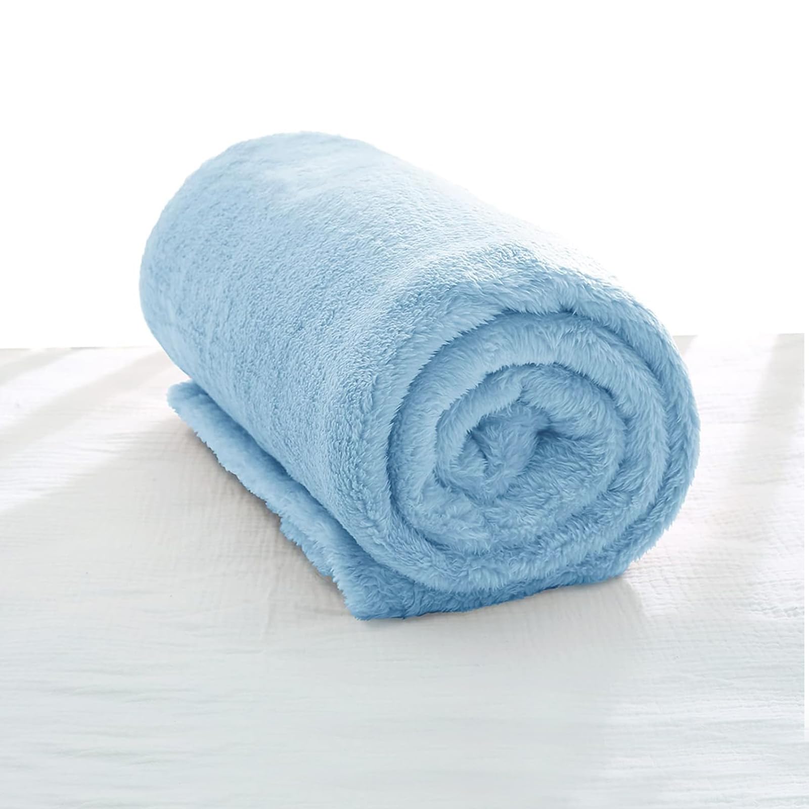 Exclusivo Mezcla Plush Fuzzy Fleece Throw Blanket, Super Soft, Fluffy and Warm Blankets for Couch, Bed, All Season Use (40x50 Inches, Light Blue)