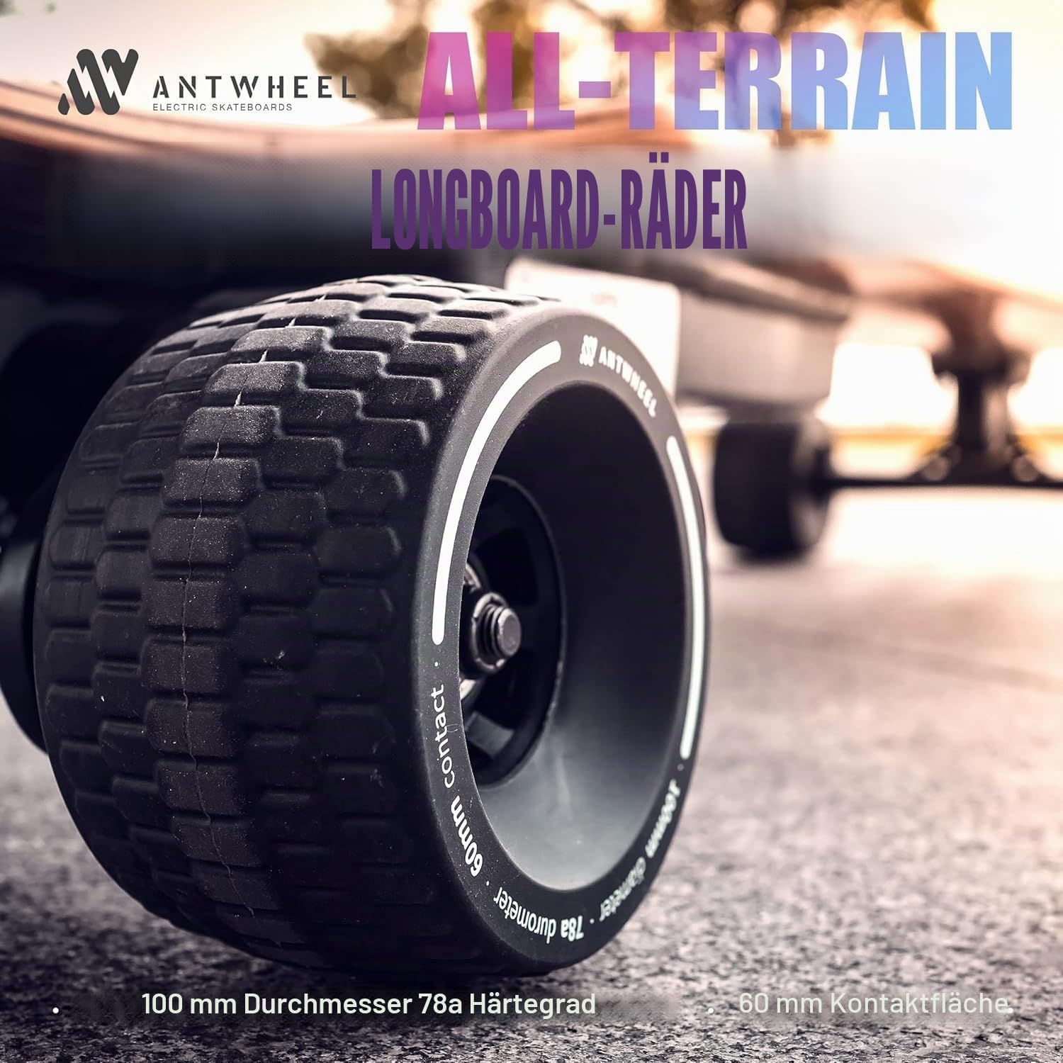 All-Terrain Longboard-Räder, 100 mm, Elektro-Skateboard-Räder, 78 A, hohe Rebound-Räder, Urethan-Räder