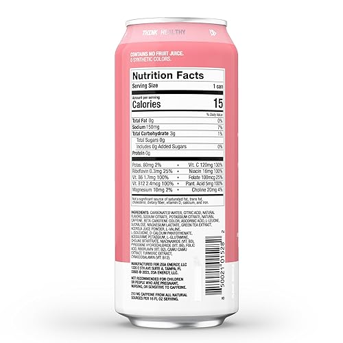 Miniatura 4 de ZOA Bebida energética cero azúcar melocotón blanco latas de 16 onzas líquidas paquete de 12