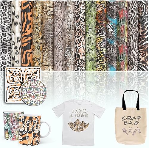 SPECUT xINPOCUT - Hojas de tinta de transferencia infusible (14 piezasjuego, 12 x 12 pulgadas)  Papel de transferencia de leopardo para prensa de