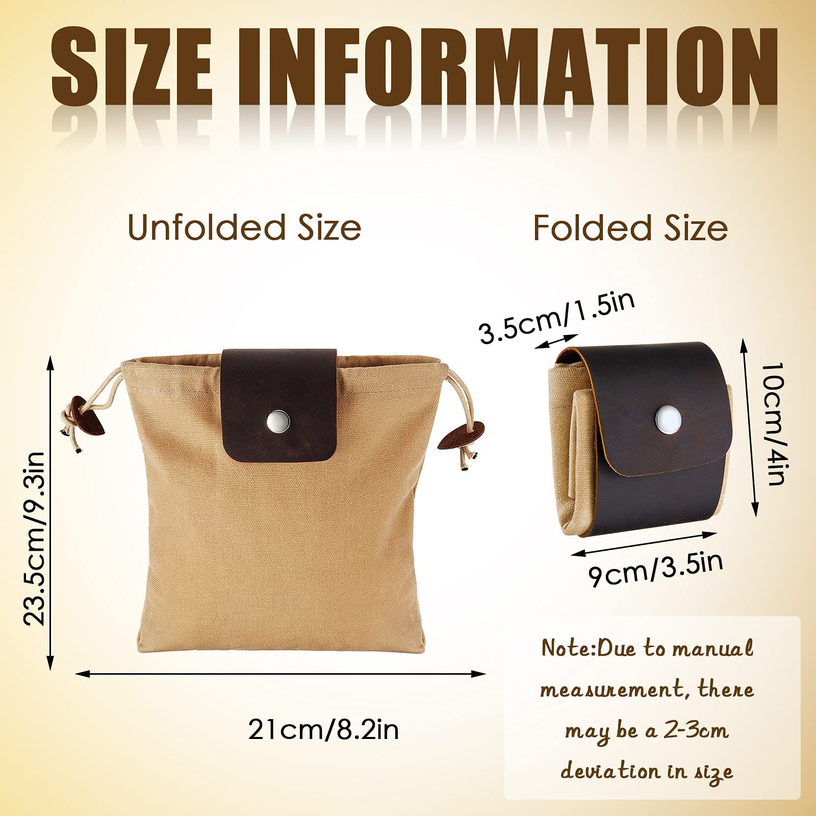 2-Pack Foraging Bags - Waxed Canvas Leather Belt Pouch For Hunting, Hiking, Gathering - View #3