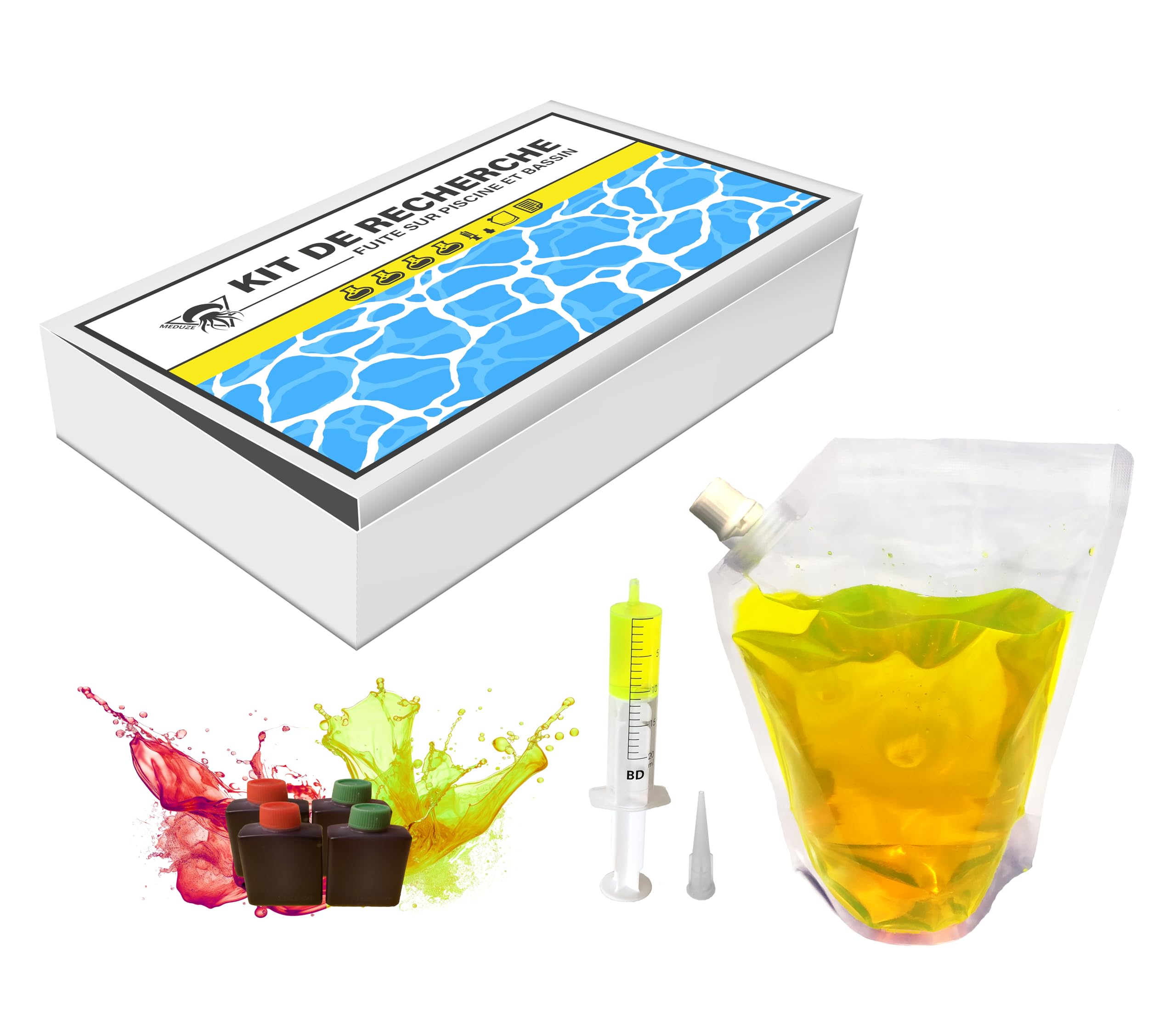 Méduze - Kit de Recherche pour Fuite sur Piscine et Bassin – Facile et précis – Polyvalent – Non polluant