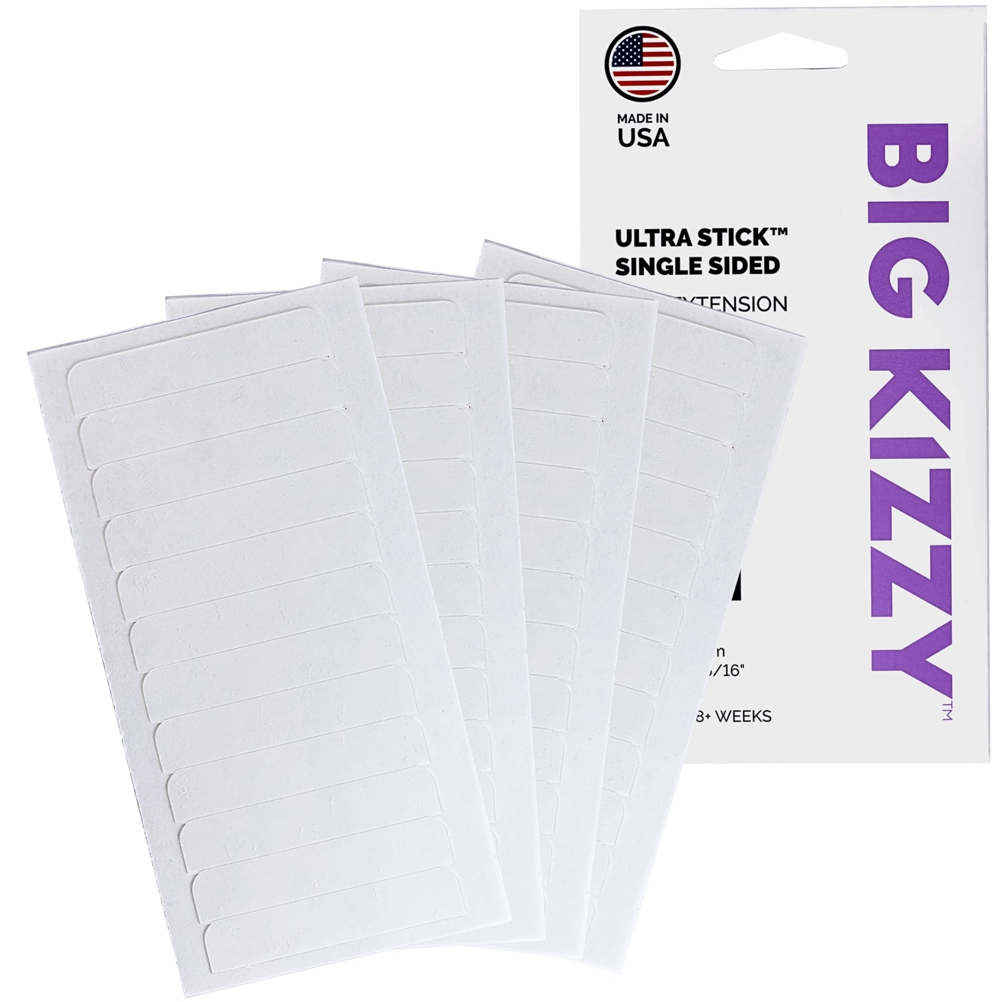 Big Kizzy Nastro di ricambio ultra stick per extension per capelli, per 6-8 settimane di usura, forte tenuta e senza residui, nastro unilaterale per estensioni, 48 linguette
