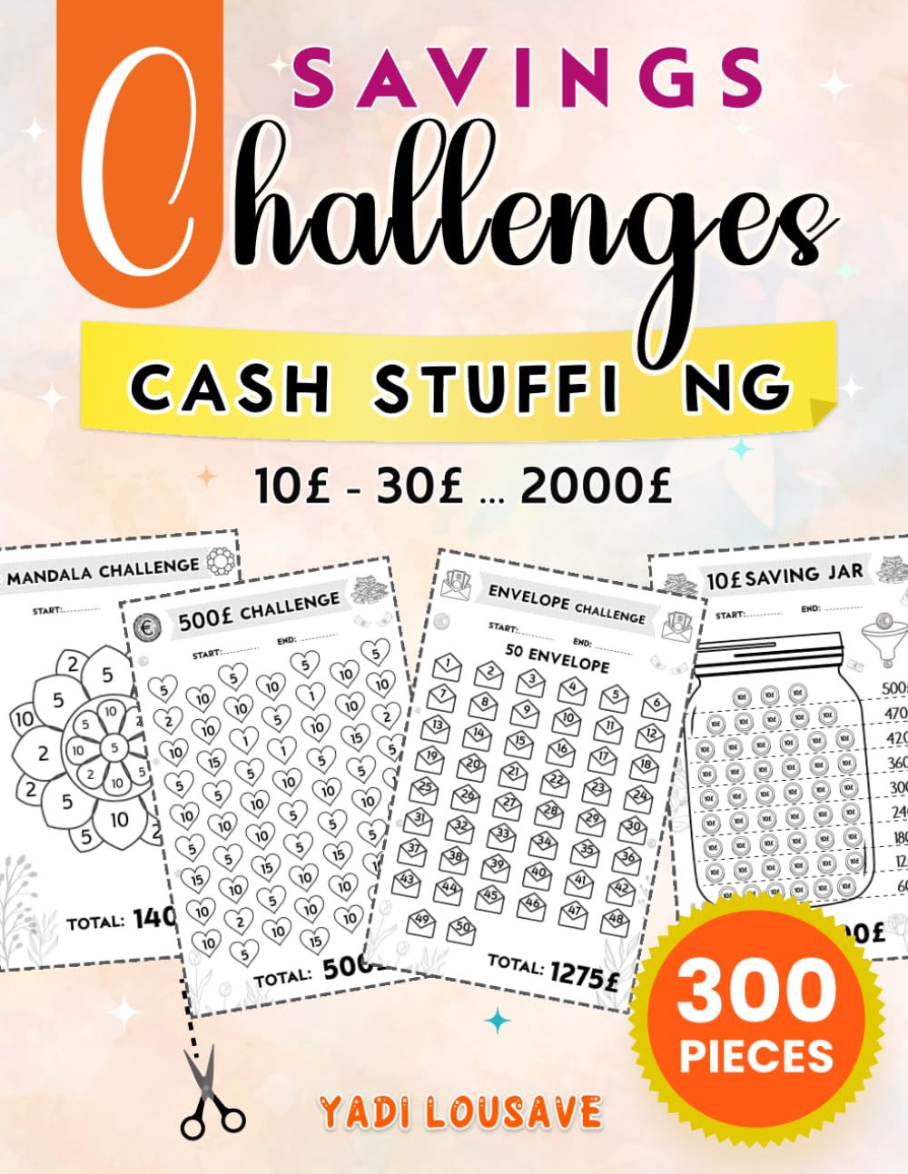 Money Savings Challenge: 300 Challenges to Cut Out for UK Cash Stuffing | Suitable for Storage in Zipper Envelopes A6