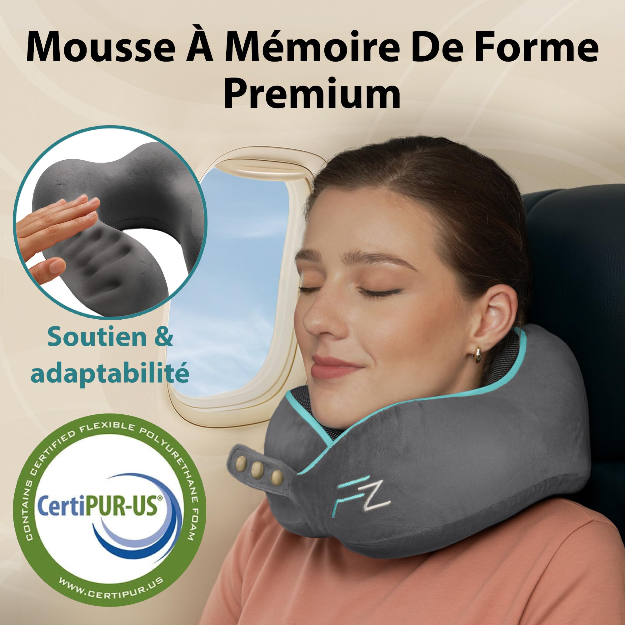 Coussins de voyage COMFY Duo “Pour Lui et Pour Elle” : Gris et Noir