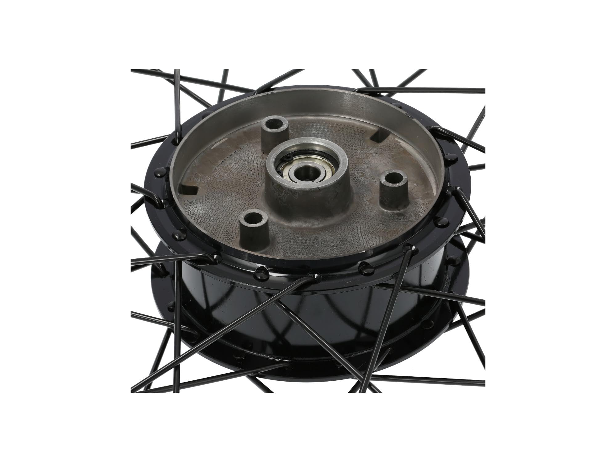 Tuning-Komplettrad hinten 2,5x16 Alufelge + Nabe und Speichen schwarz + Reifen 80/80 Heidenau K63