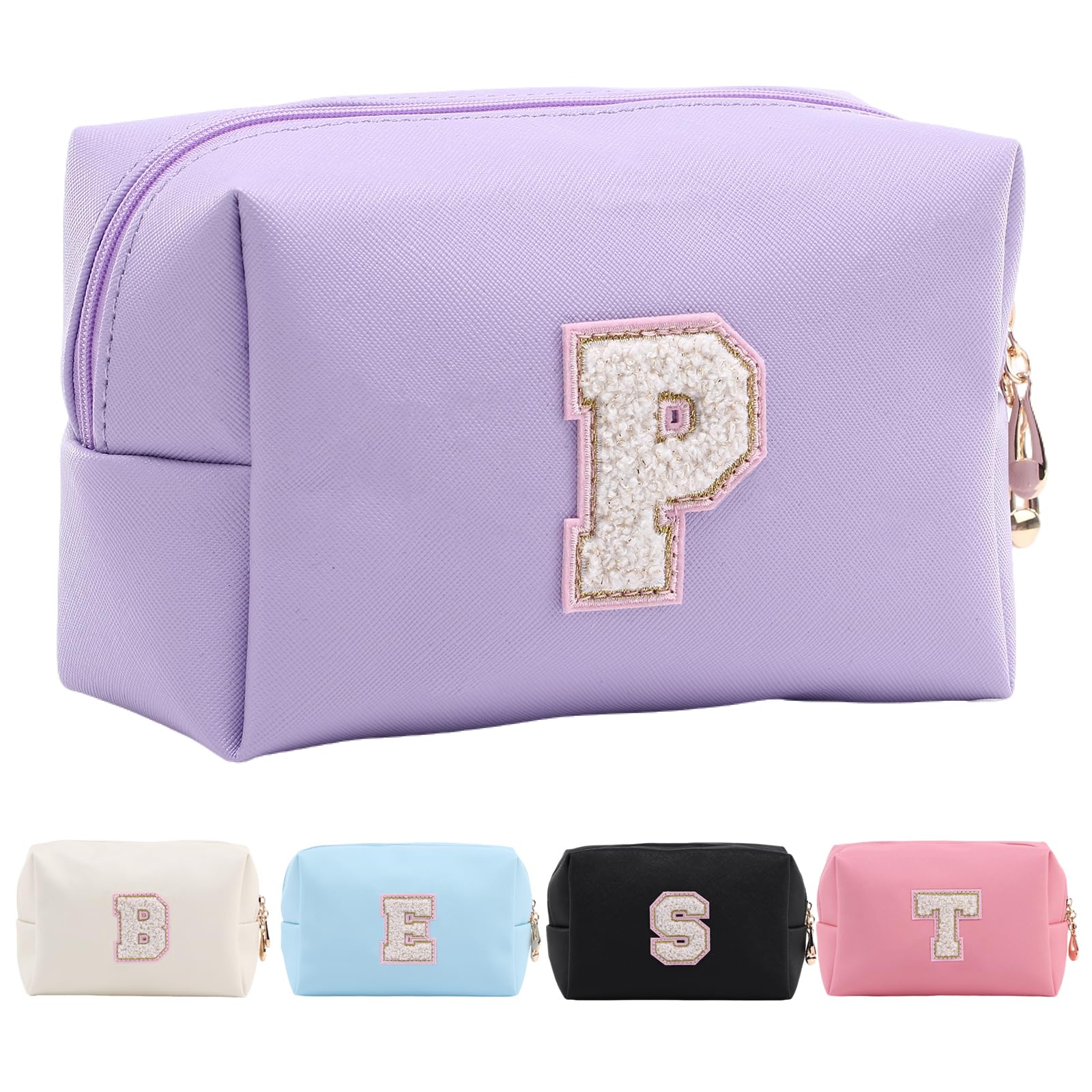 Personalized Makeup Bag,Waterproof Travel Makeup Pouch Cosmetic Bag Birthday Gift for Women Mom，Bride Bridesmaid Cosmetic Bag A-Z — view 92