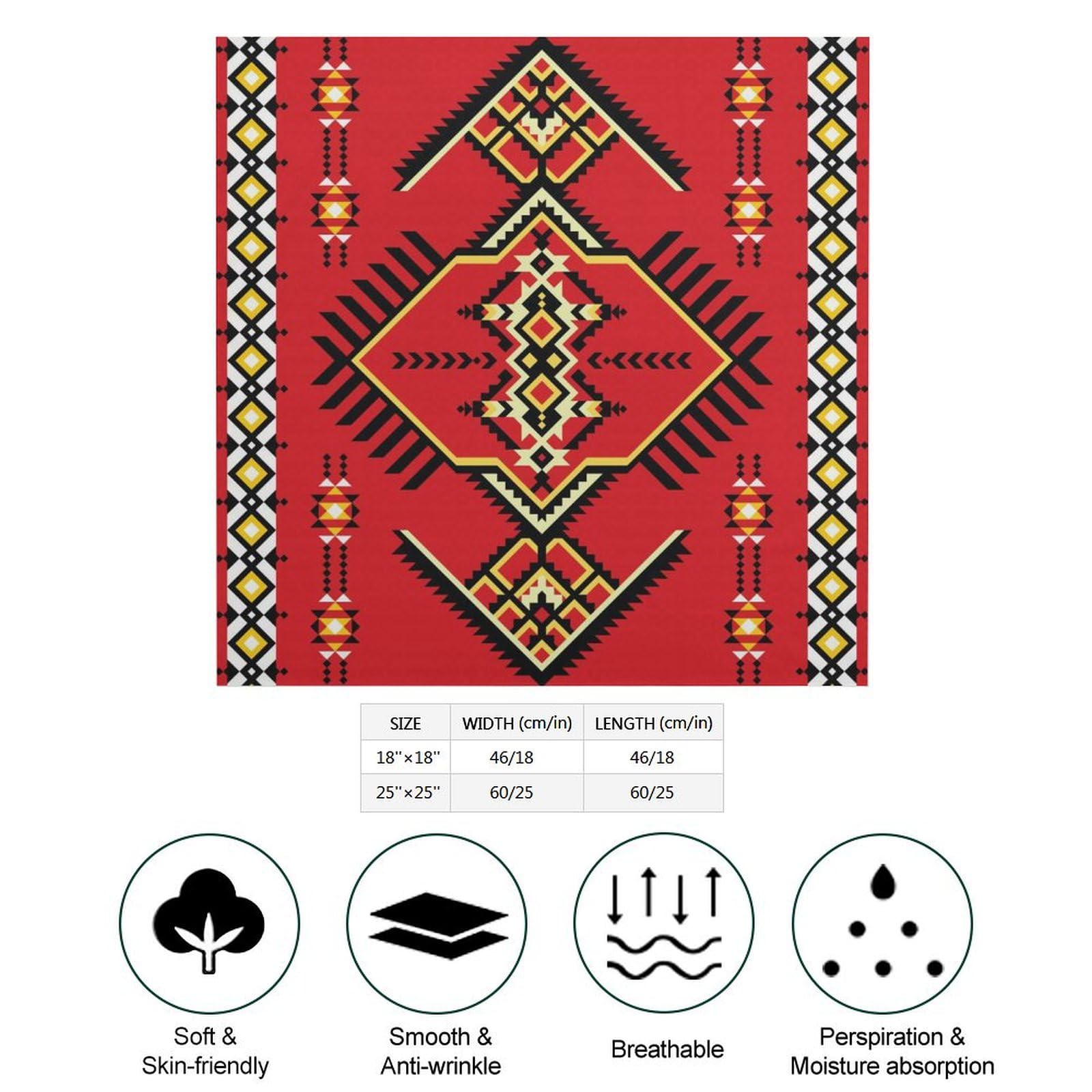 Csemeie Native American Pattern Bandana Hair Scarf Headband Adjustable Neckerchief for Men Women Decor