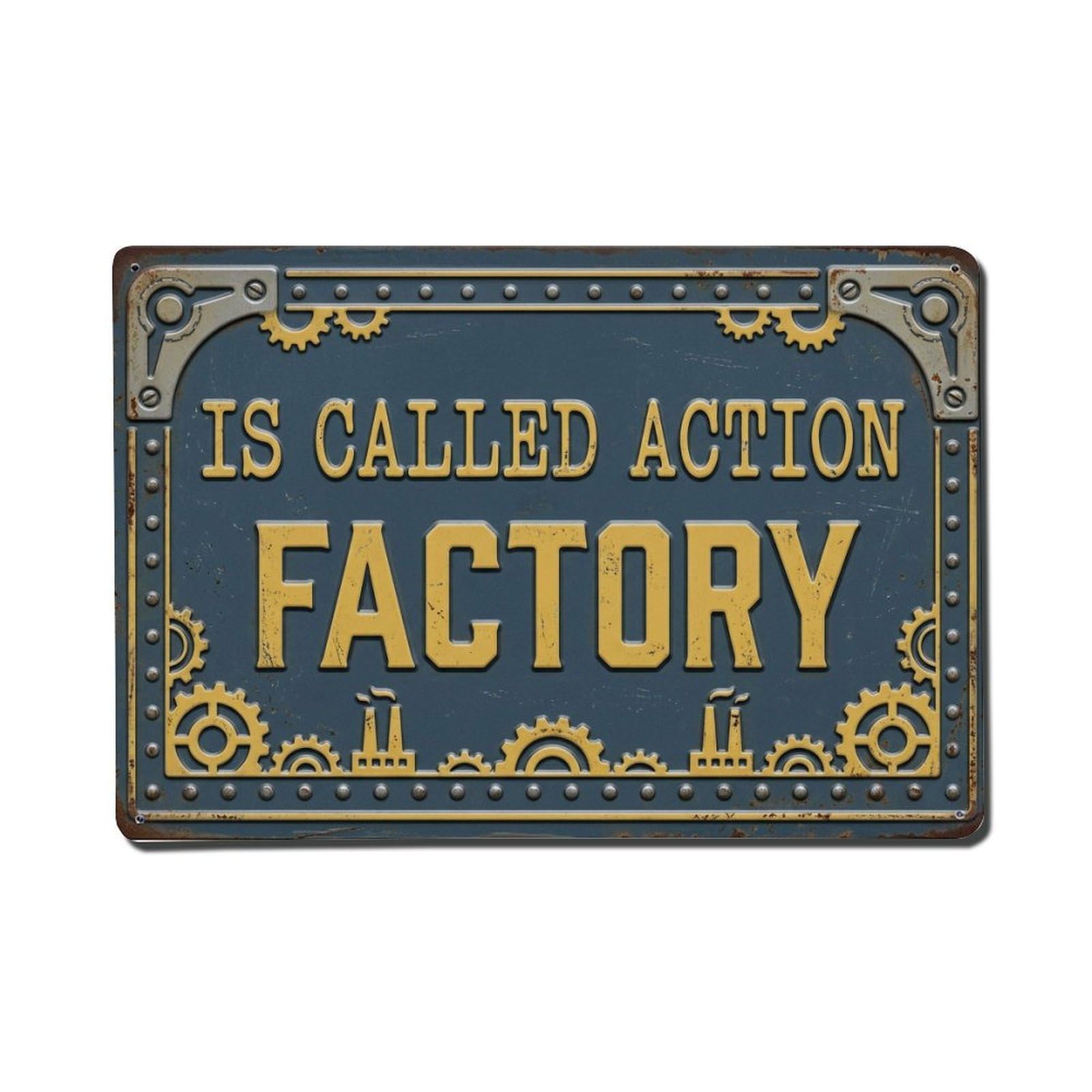 Called Action Factory Inspiration Retro Motivational Slogans Metal Tin Sign Plaque Wall Decor for Cafe, Club Bar, Office, Home Garden Metal Poster 8x12Inch