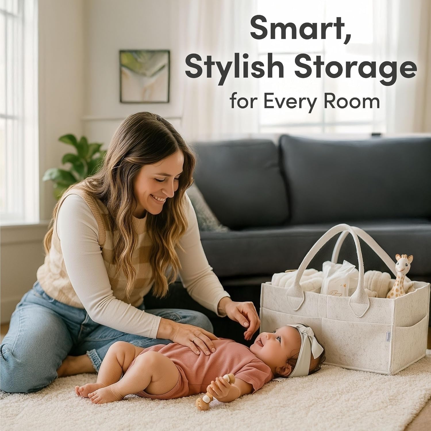 Kresal Diaper Caddy Bag for Smart Mothers - Baby Diaper Caddy Organizers - Baby Wipes Felt Storage, Nursery, Foldable, Portable and Lightweight - Image 8 thumbnail