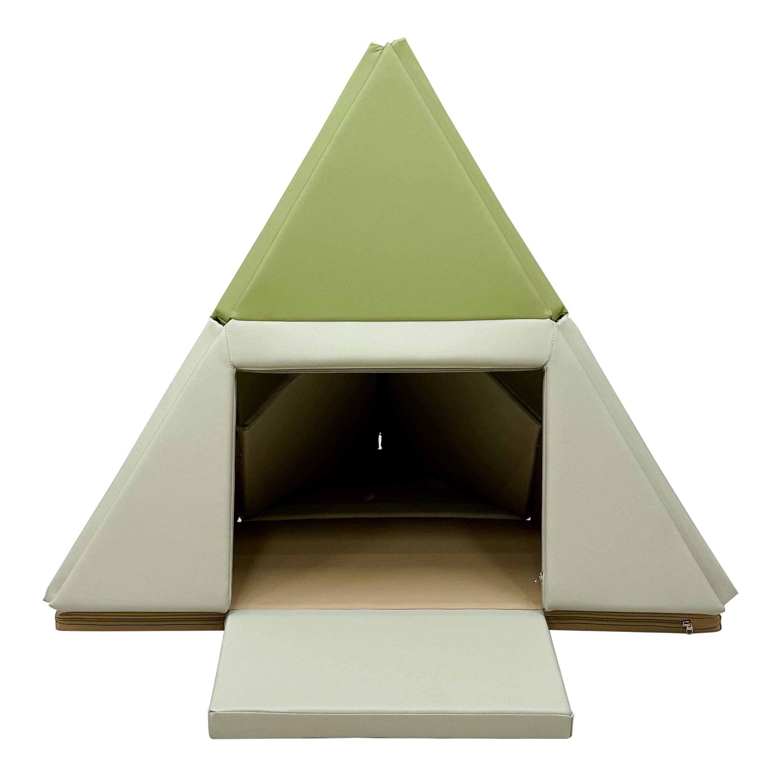 Sunny Davi Faltbare Schaumstoff Spielset in Grün/Beige | Softplay Krabbelmatte Faltbar Spielmatte/Spielzelt/Boot | Montessori Spielzeug für Kinder ab 12 Monaten