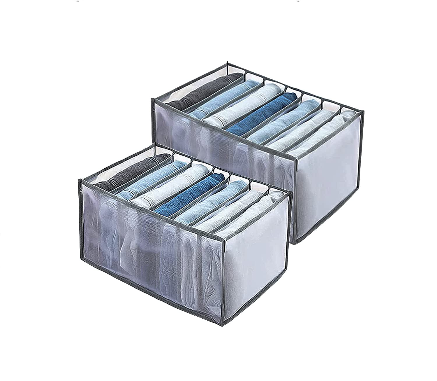 ZYURetaily 2 Pcs washable cloth organizer l 7 Grids Closet Organizer for Saving Space l Foldable and Visible fabric drawer organizerlPerfectly Use for storing T-Shirt Jeans Skirts Legging and Scarves