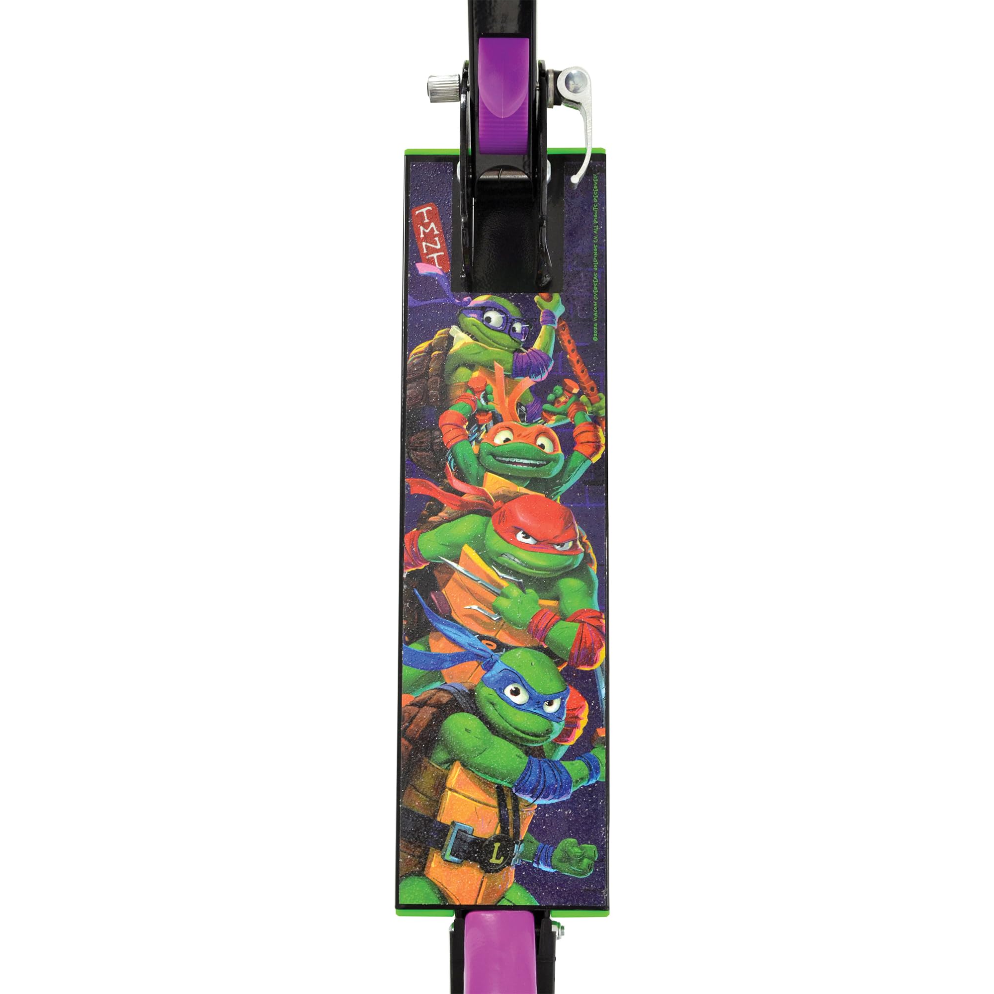Turtles Monopattino pieghevole a 2 ruote per bambini, regolabile, con luce viola, 58 x 30 x 80 cm