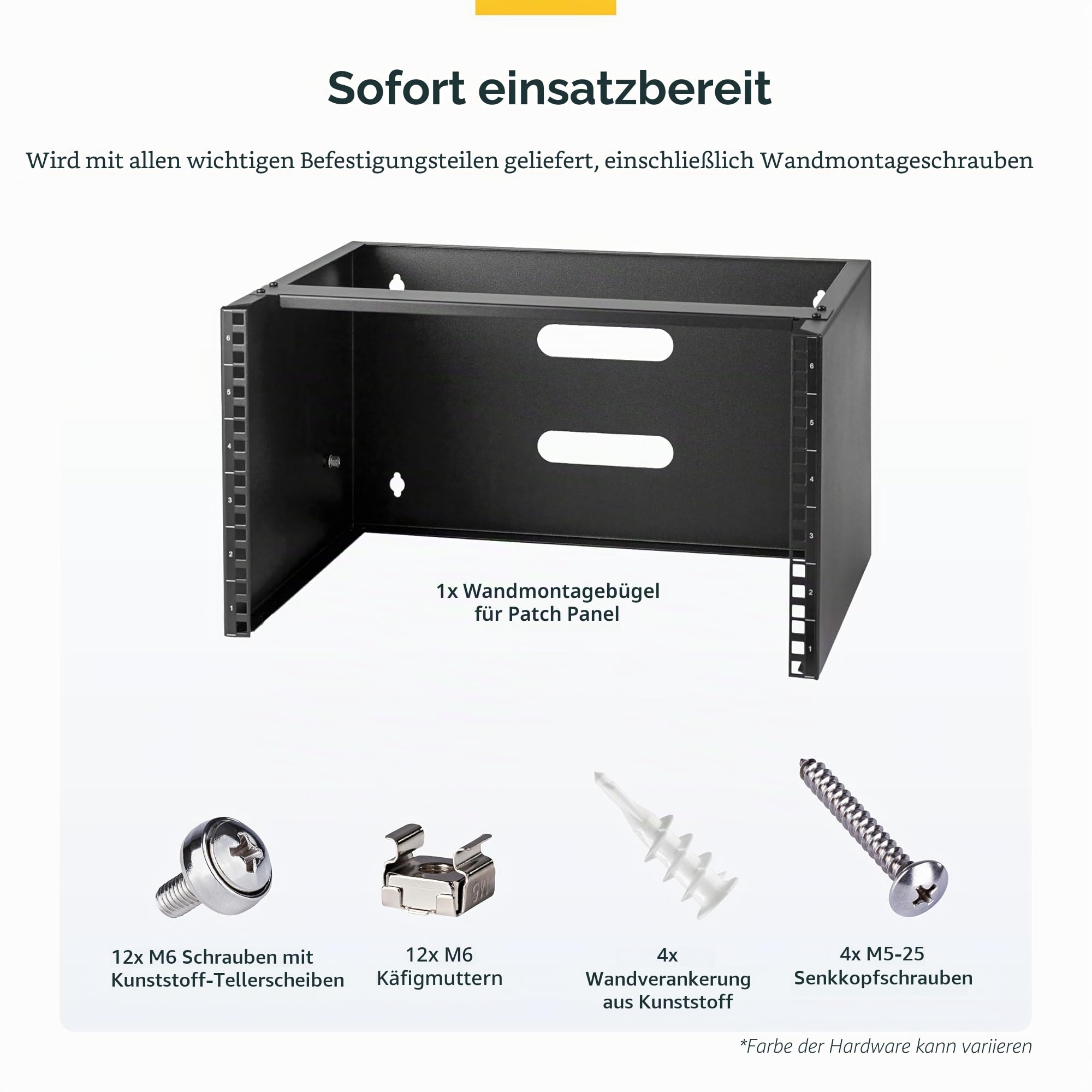 StarTech.com 6HE Netzwerkschrank 19 Zoll 6HE für Wandmontage - 14 Zoll tief - Kleiner Serverschrank/Wand Half Rack - 19" Wandhalterung für Server/IT Geräte - 20kg Belastbarkeit, Schwarz (WALLMOUNT6)