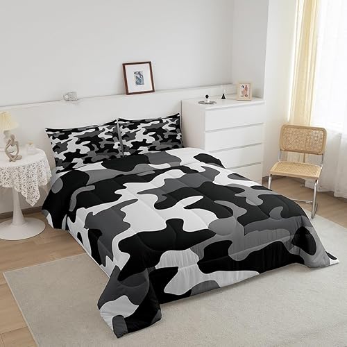 Miniatura 2 de Juego de edredón de camuflaje militar para niños y adolescentes, juego de ropa de cama de camuflaje para niñas y hombres, juego de edredón militar,