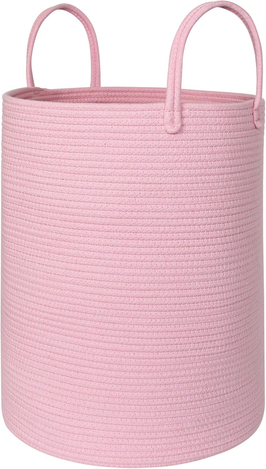 Large Pink Laundry Basket, 15″x18″ Tall Blanket Storage for Living Room, Woven Cotton Rope Laundry Hamper for Girls Baby, Pink Room Decor Aesthetic, Decorative Clothes Hamper for Towels Toys Large Pink Laundry Basket, 15″x18″ Tall Blanket Storage for Living Room, Woven Cotton Rope Laundry Hamper for Girls Baby, Pink Room Decor Aesthetic, Decorative Clothes Hamper for Towels Toys