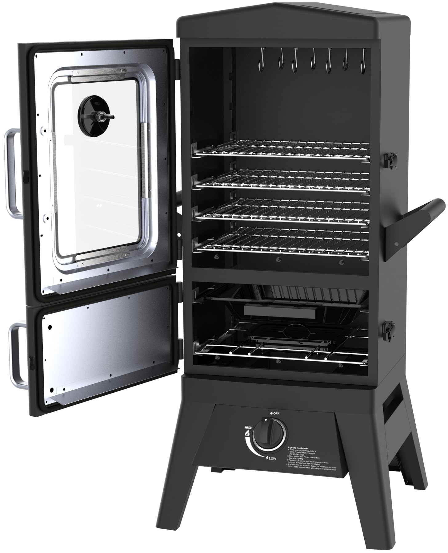 Gasgrill "Portland W2" von El Fuego® Smoker mit Fenster, inkl. Gasschlauch u. Druckminderer, 3,5 kW leistungsstark, mit Thermometer, große Garkammer, AY 3176
