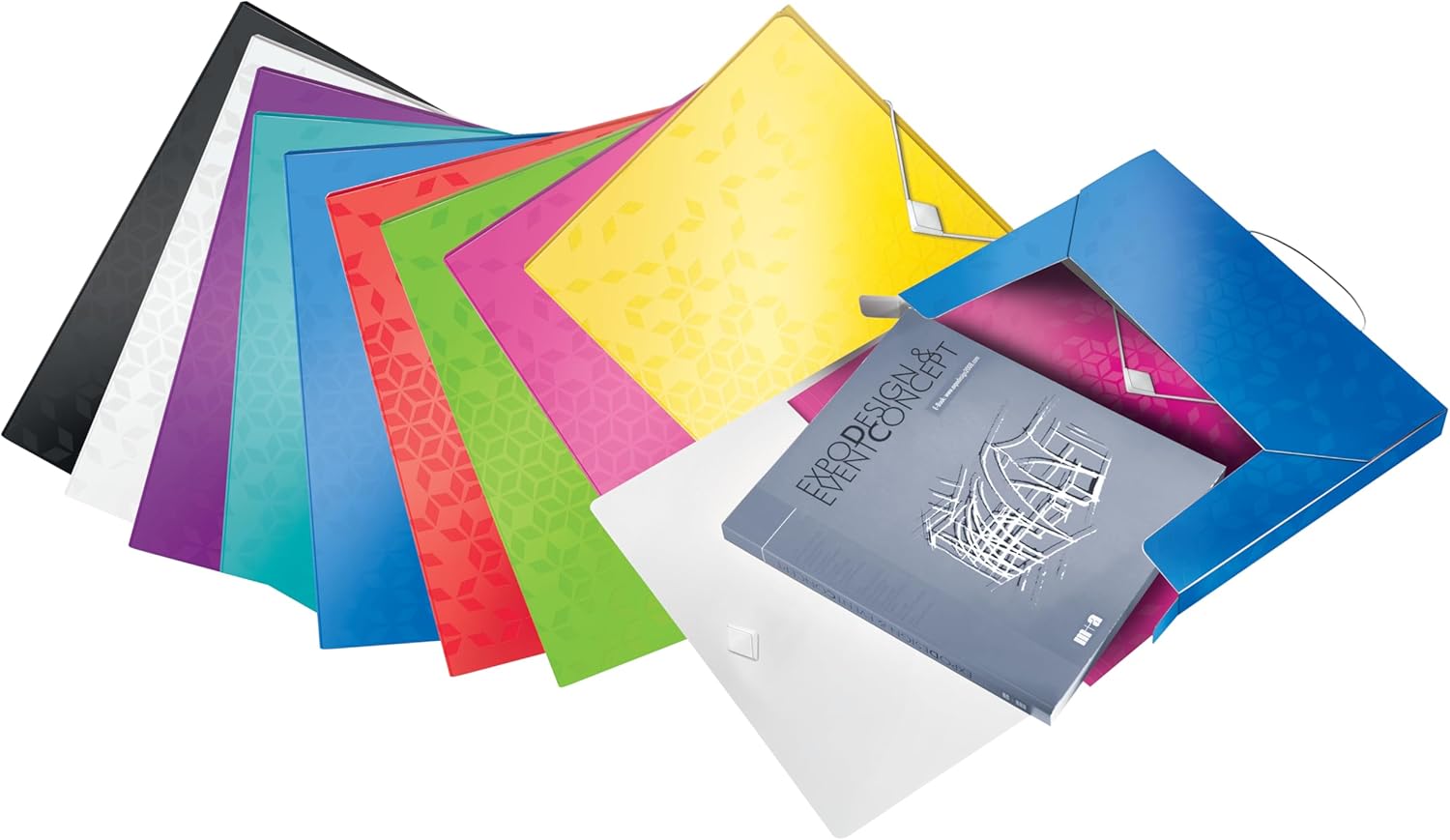 Leitz 46290062 Box File, Holds up to 250 A4 Sheets, Elastic Closure, Flexible Plastic, Purple Metallic, Wow Range