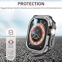 Vista 6 de Funda Armor de 1.732 pulgadas para Apple Watch Ultra 3/2/1 de 1.732 pulgadas, parachoques mate suave + bisel transparente duro, funda protectora