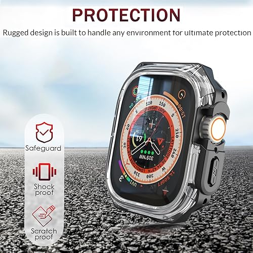 Miniatura 6 de Funda Armor de 1.732 pulgadas para Apple Watch Ultra 321 de 1.732 pulgadas, parachoques mate suave + bisel transparente duro, funda protectora