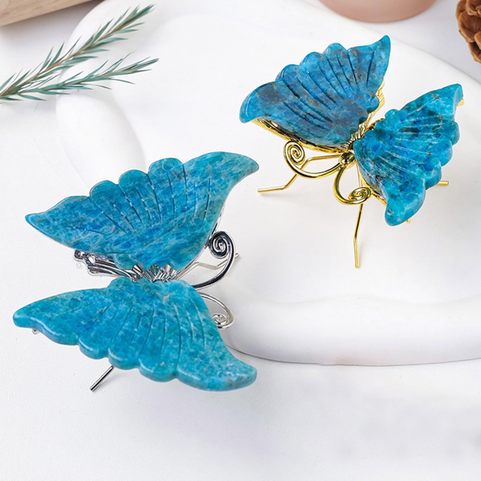 クリスタル 蝶 インテリア装飾 約5cm Amazon.co.jp: 天然クリスタル蝶の置物 4 個ブルー風水宝石アート昆虫