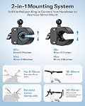 OMOTON Bike Phone Holder 2-Pack, Anti-Vibration Shockproof Motorcycle Phone Mount with Quick Lock & 360° Swivel - Fits Handlebars & Rearview Mirror, for iPhone Samsung All Phones, Black & Blue