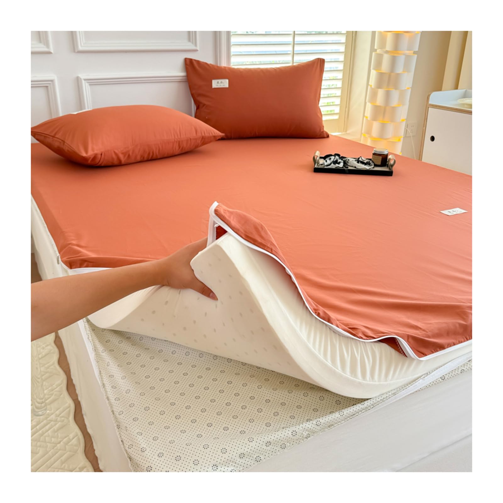 Funda para futón de 120x200 cm en puro algodón lavable con cremallera total