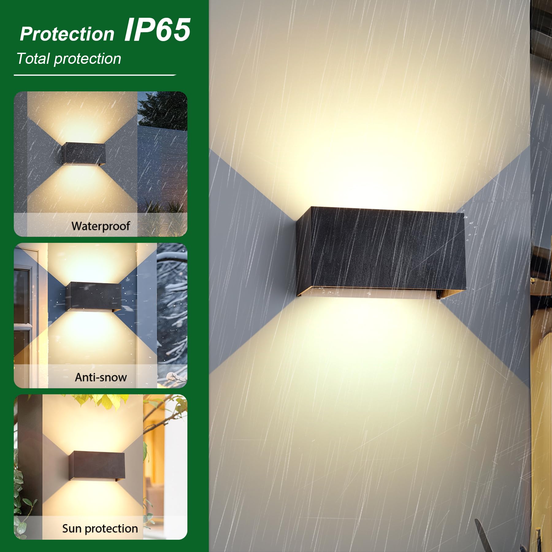 CHENBEN Applique da parete LED 12W 3000K IP65 Angolo regolabile 2 pezzi