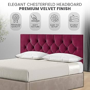 Elixir Furniture Chesterfield Winged Divan Bed Headboard For 4ft Small Double Bed U2013 36" Tall | Elegant Design | Silver Plush Velvet Upholstery (Silver, 4ft Small Double H-36inch