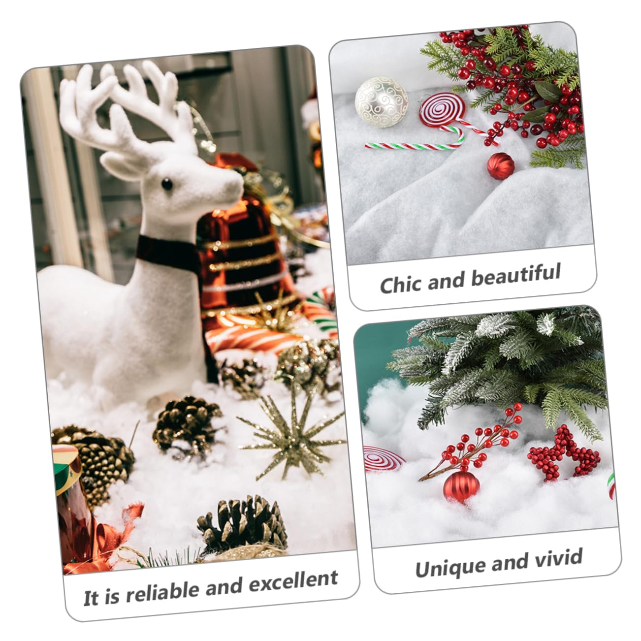 ABOOFAN 3 Blätter Weihnachtsschnee Baumwolle Ornamente Weihnachten Gefälschte Schneedecke Sofortig Schneeball Im Freien Weihnachtsbaum Schneeflocken Künstlicher Schnee Weiß