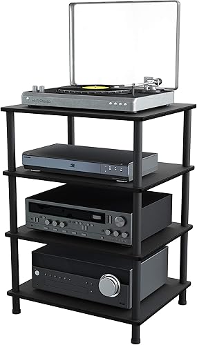 Miniatura 5 de AVF AKS604BB-A - Soporte de 4 estantes para audio, TI u oficina en casa. Incluye gestión de cables. Negro