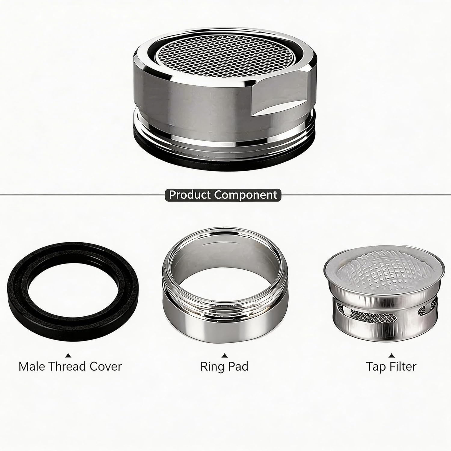 E-TING 6Pcs Faucet Aerator Replacement, 15/16 Inch 24mm M24 Male External Thread, Brass Shell High Flow Bathroom Kitchen Sink Aerator with Gasket and Wrench