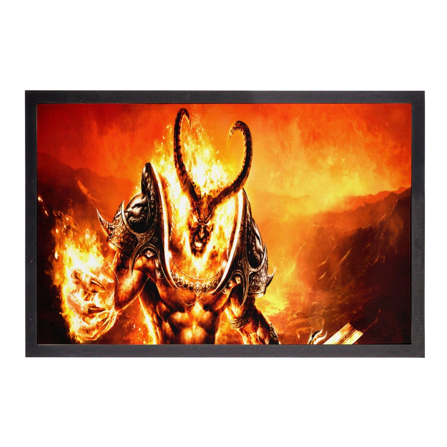 Paillasson Demon Diable Satan Feu tapis de sol RPG fantastique 60x40cm