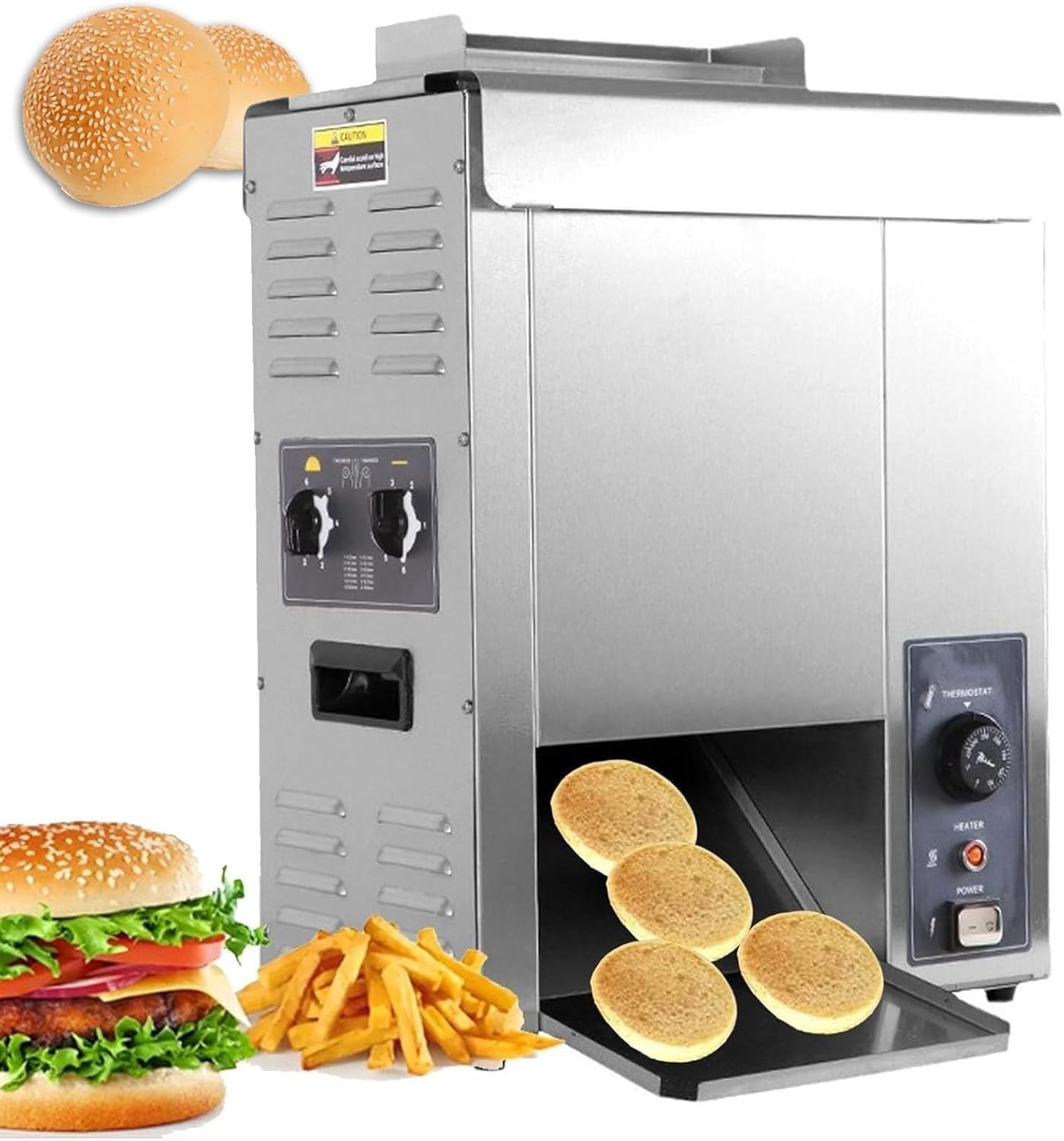 Máquina De Tostar Tipo Cadena Para Pan, Aparato Para Calentar Hamburguesas, Tostador Automático Comercial De 2000W, Ajuste De Grosor De Doble Torque, Para Burgerías
