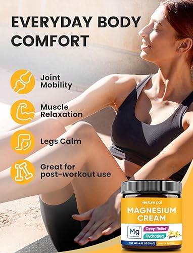 Miniatura 3 de Venture Pal Loción de magnesio, crema tópica de magnesio, relajación de piernas y músculos con aceite de coco, manteca de karité y ácido