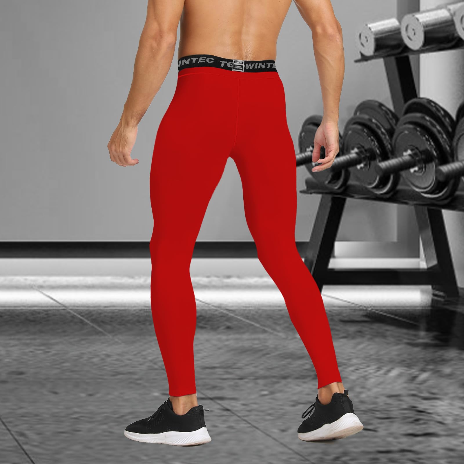 Pantalones de compresin para Hombre - Rojo - Mallas para Correr - Pantalones Ajustados Transpirable - Secado rpido - Leggings para Gimnasia y Deporte