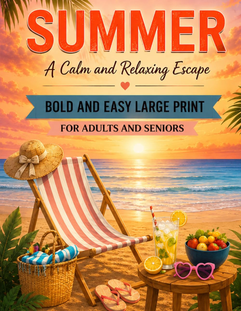 Summer A Calm and Relaxing Escape: Bold and Easy Large Print for Adults and Seniors
