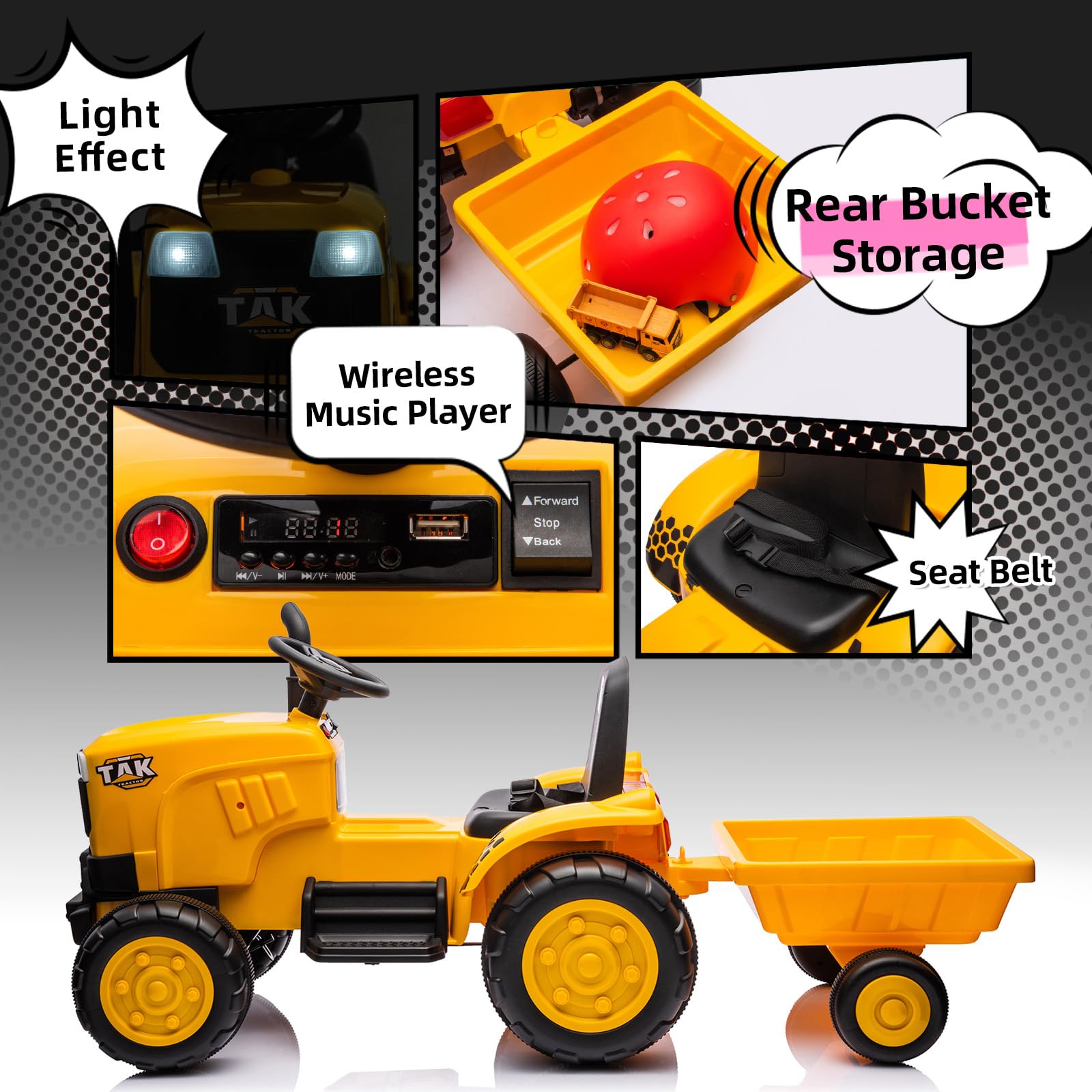 Battery Powered Volt Cat Tractor Joywhale 12V Kids Ride On Tractor