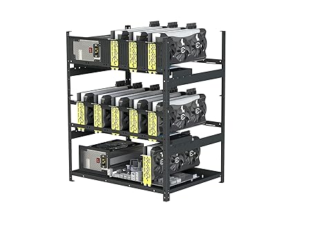 Mining Rig Frame for 10 GPU Dual SMPS Without Cooling by Xtrememiner Model Mini D