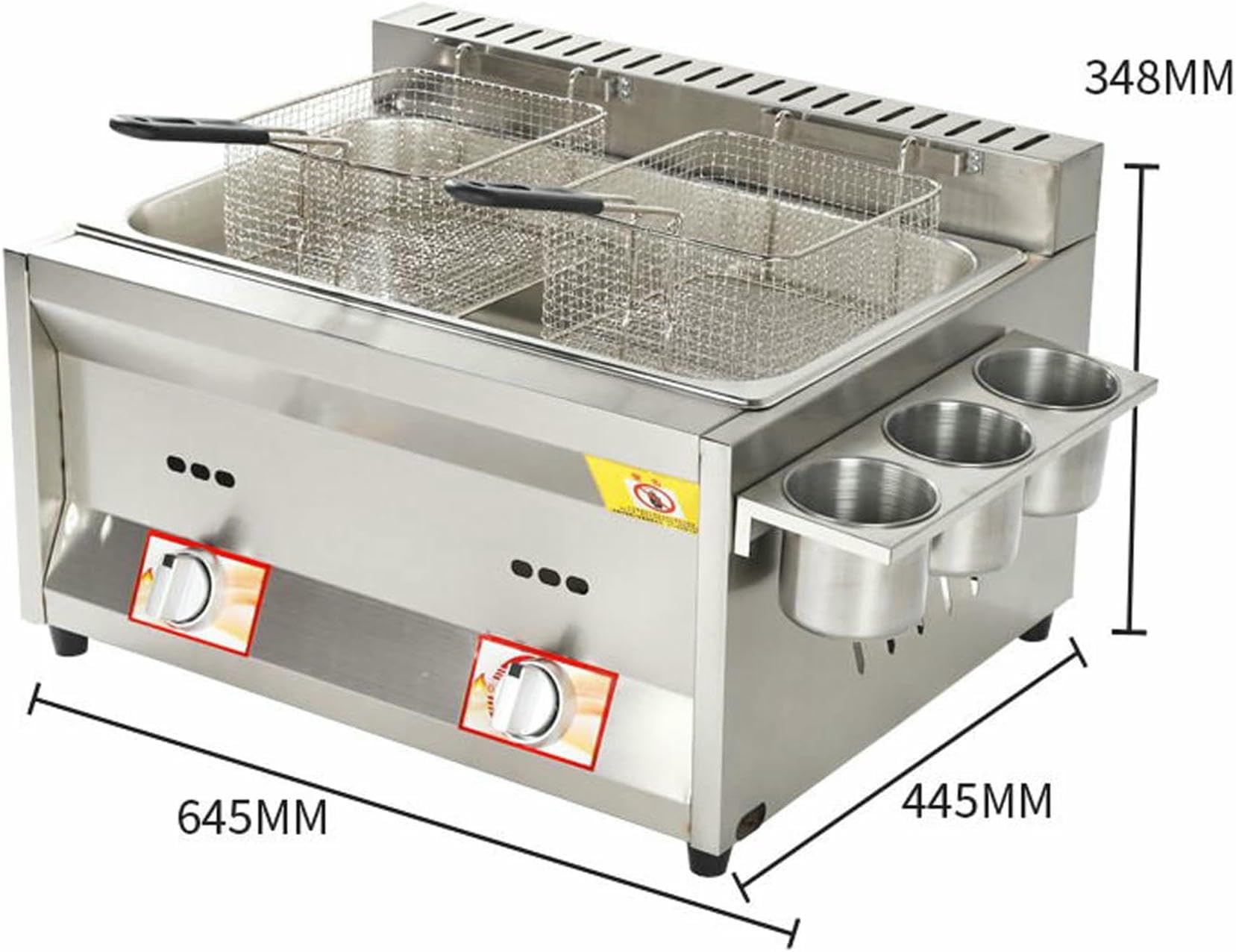 Freidora a Gas con Tapa Freidora Comercial de Acero Inoxidable para freír Alimentos Adecuada para familias y cocinas de restaurantes~/