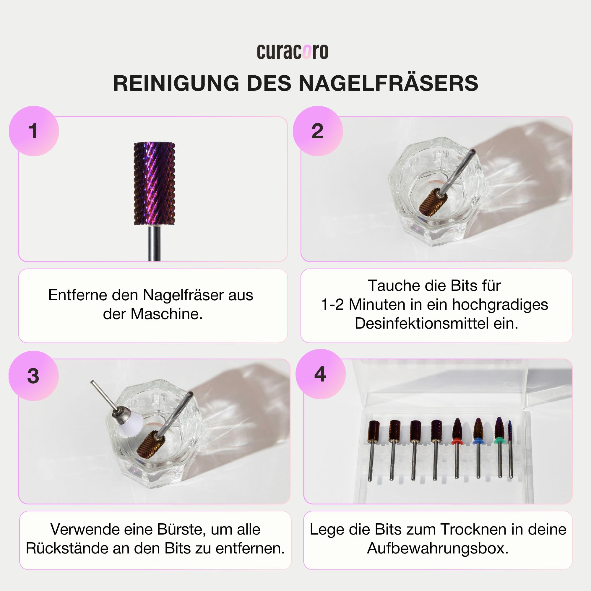 Curacoro Nagelfräser Bits 3/32", L-Smooth-Top-Barrel-Bit fein für Finish | Sanfter Aufsatz für Polieren & Glätten von Gelnägeln, geeignet für saubere Detailarbeit und Nageldesign, Farbe Galaxie