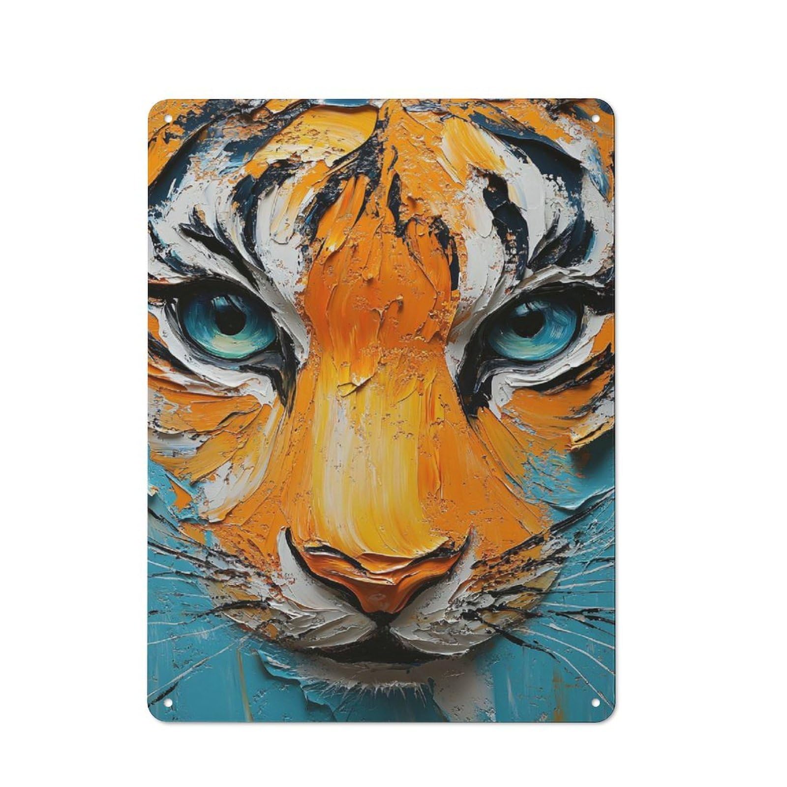 Junmoney Style-13 Abstract Tiger Portrait Retro Tin Sign 40X30cm For Café Or Restaurant, Housewarming Wall Decor For People Furnishing Café And Restaurant