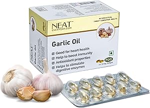 NEAT EVERYDAY Garlic Oil Soft Gel Capsules Blister Pack | Natural Support for Heart & Cholesterol Management | Cold Pressed Vegan 60 capsules
