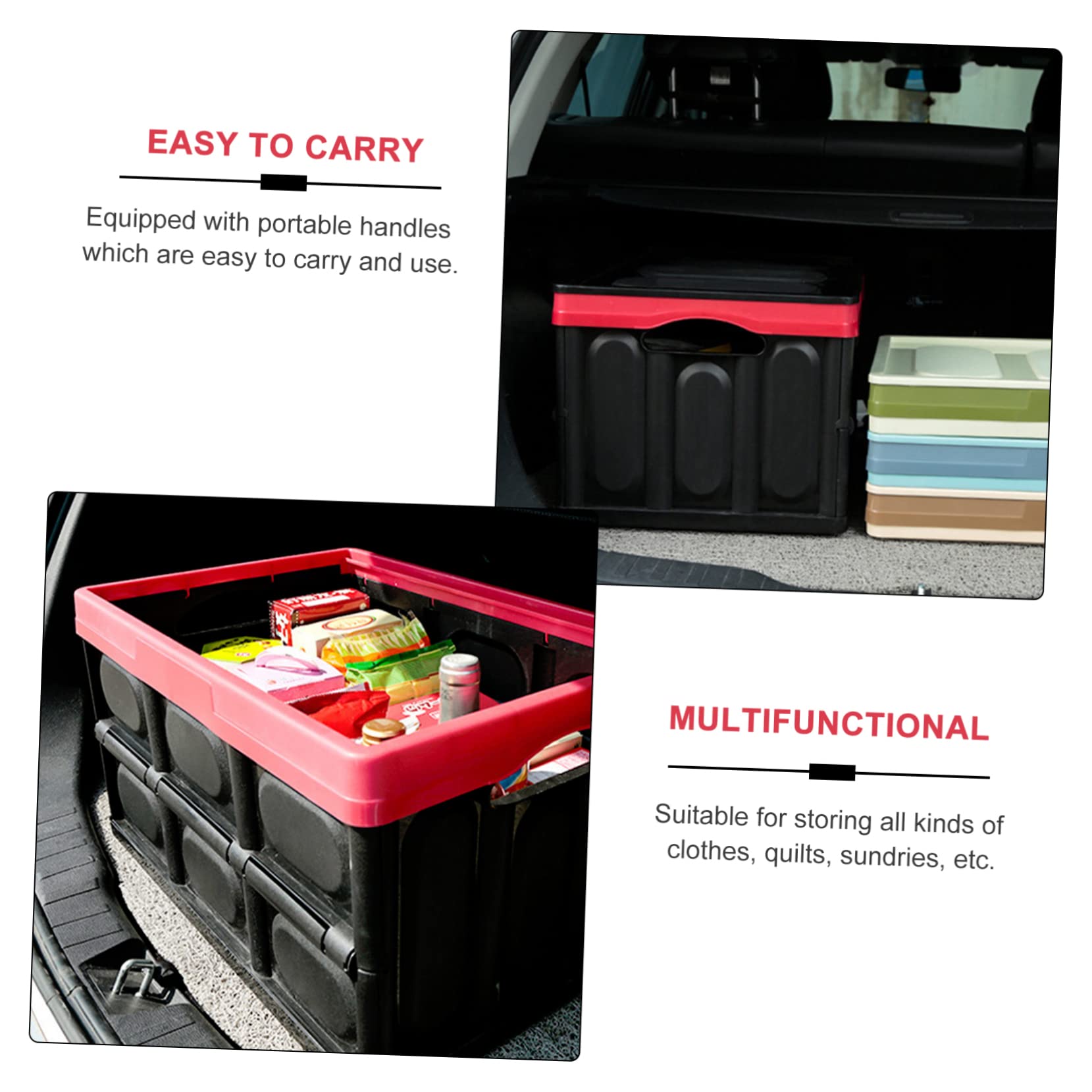 Scatola Portaoggetti Pieghevole 30l in Abs Rosso per Auto